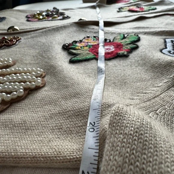 Alice + Olivia Bradford Embellished Grandpa Cardigan Butterfly Hamsa LOVE XS - Picture 14 of 16